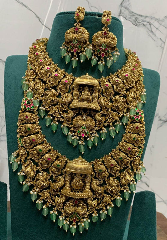 Nakshi Work with Jaadu Kundan Stones Bridal Combo Set - Nakshatra Jewels