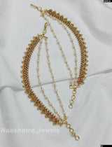 Premium Matt with Kempu Stones Ear Chains - Nakshatra Jewels