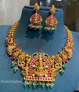 Nakshi work with Jadau Kundan Stones Bridal Haram (3D Embosed) - Nakshatra Jewels