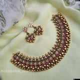 Premium Matt with Kempu Stones Choker - Nakshatra Jewels
