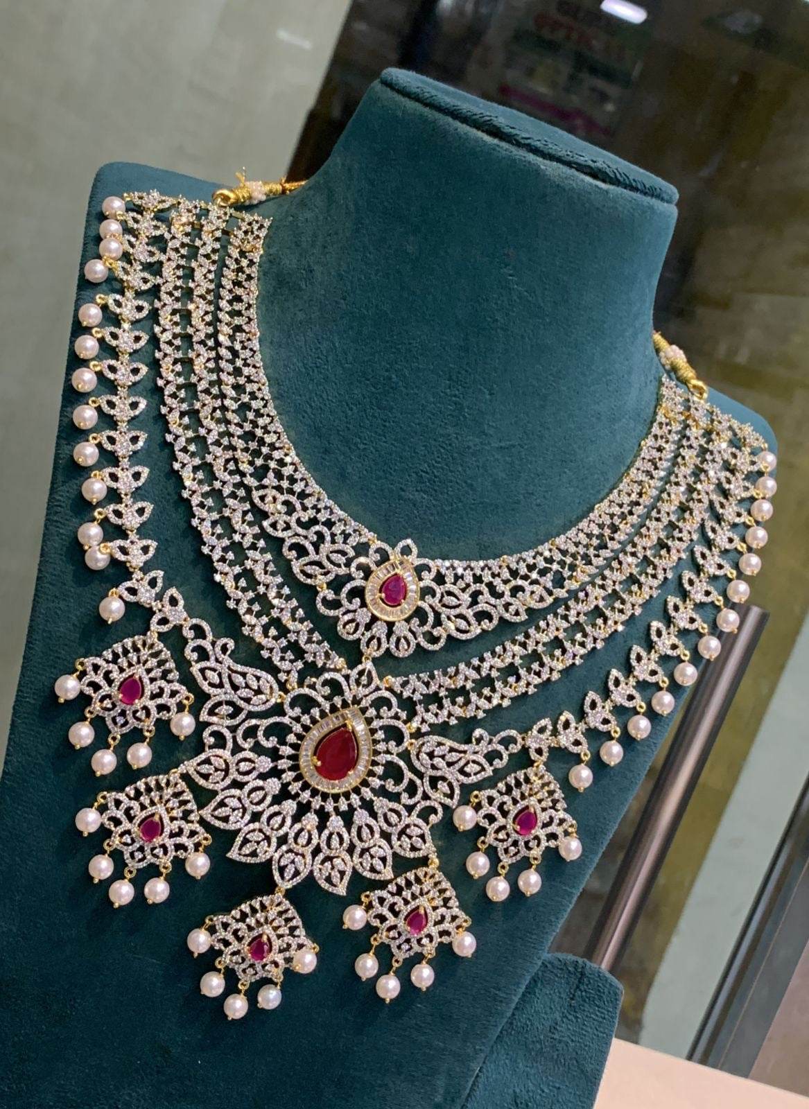 American Diamond Stones Bridal Necklace