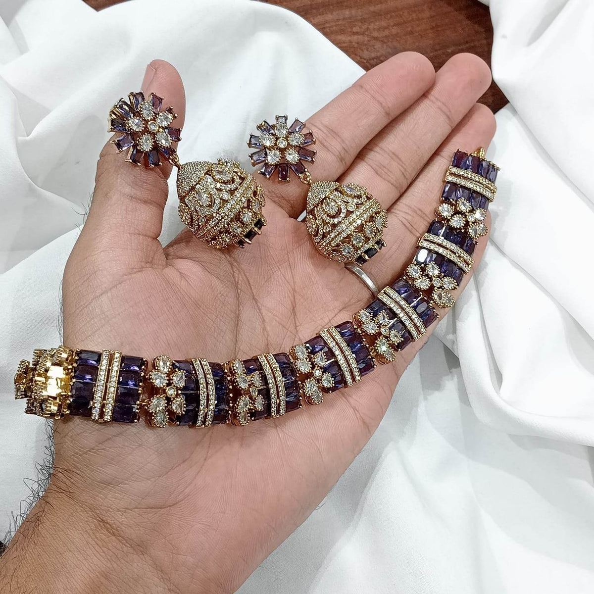 Victorian Polish with AD Stones Necklace