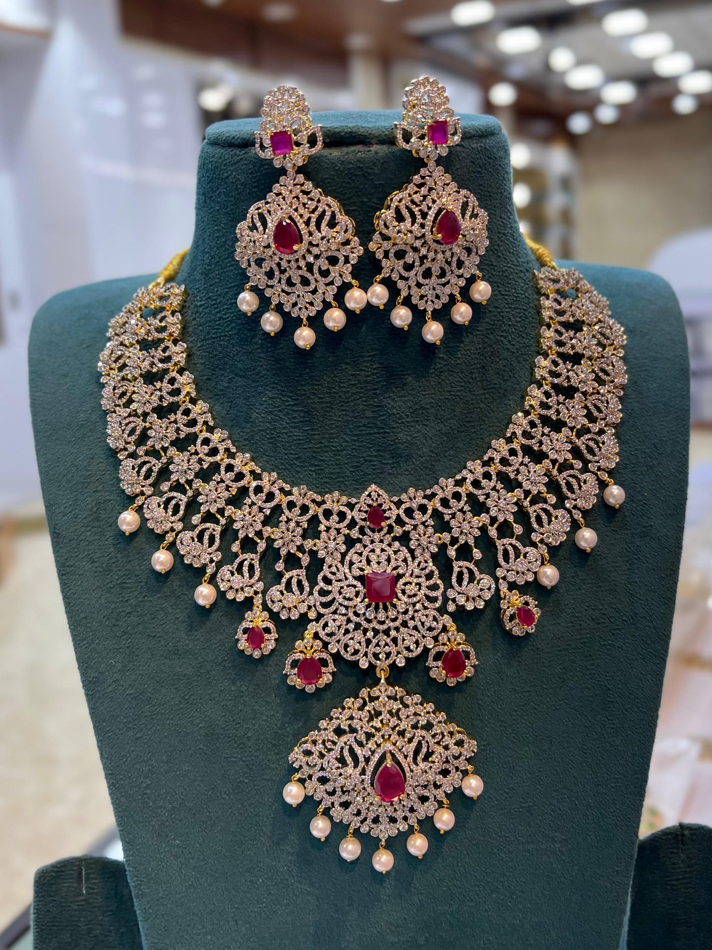 American Diamond Stones Bridal Necklace