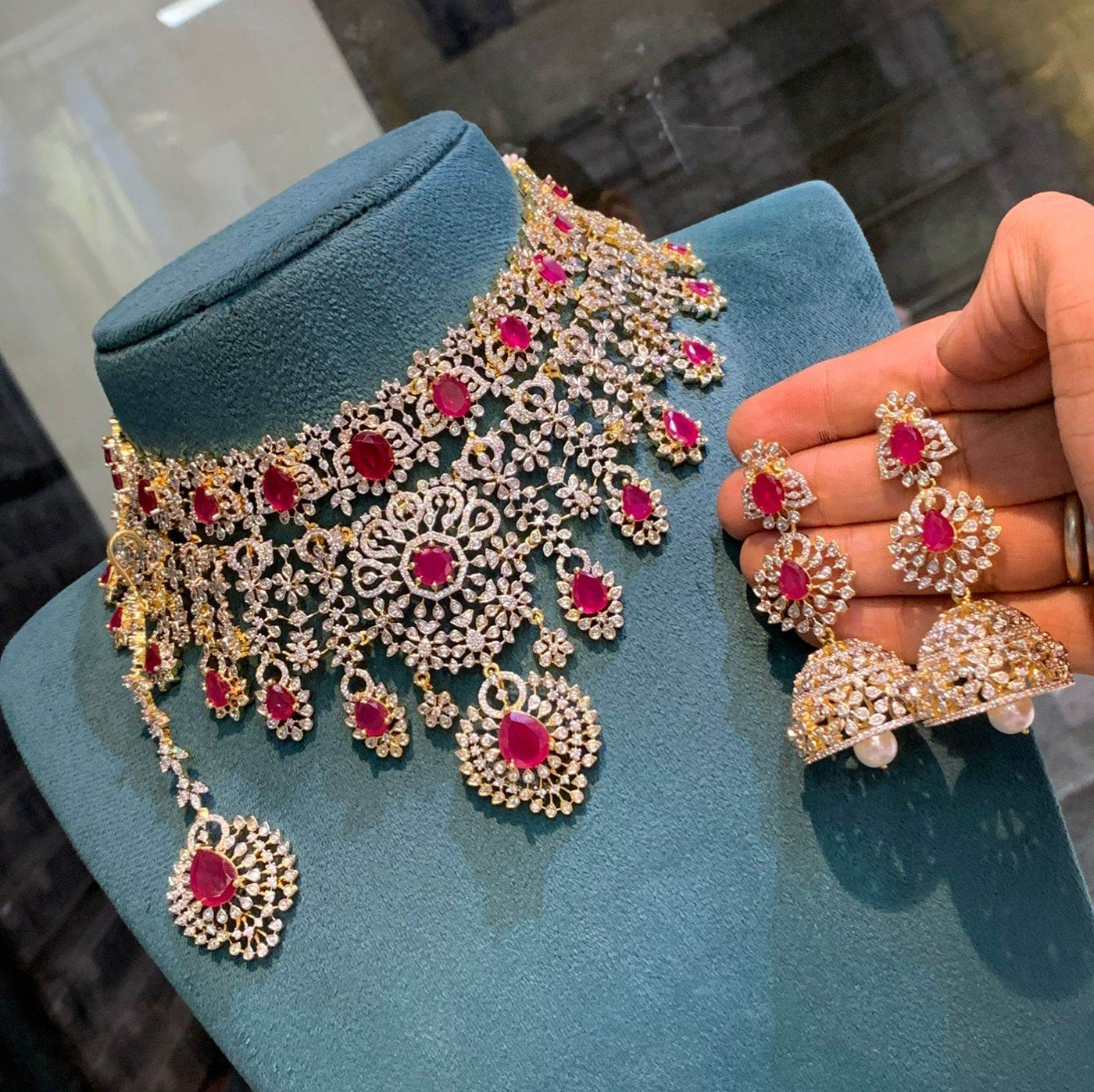 American Diamond Stones Bridal Choker