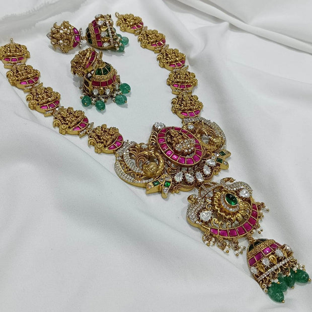 Nakshi work with Moissanite & Jadau Kundan Stones Bridal Haram