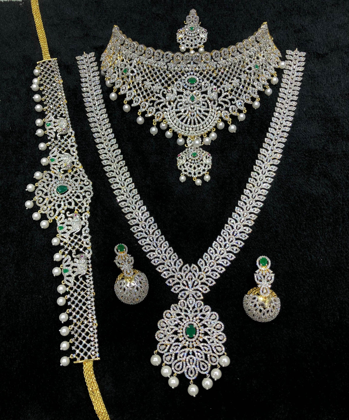 American Diamond Stones Bridal Combo Set