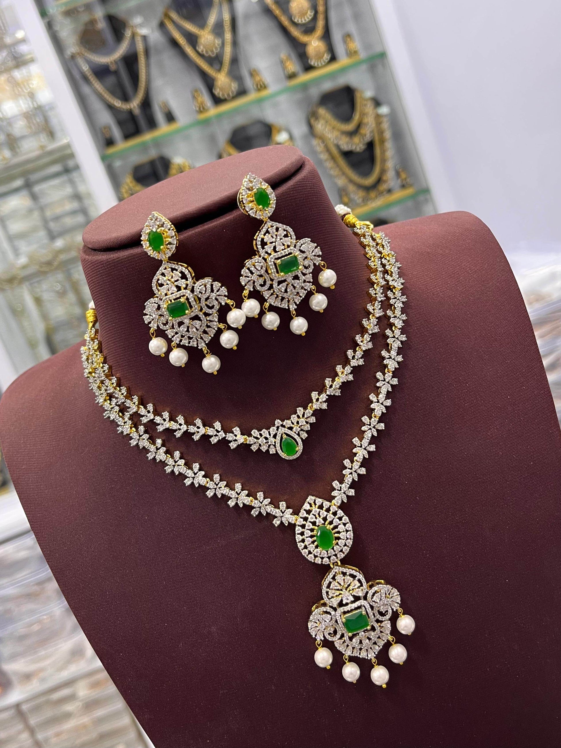 AD Stones Double Layer Necklace - Nakshatra Jewels
