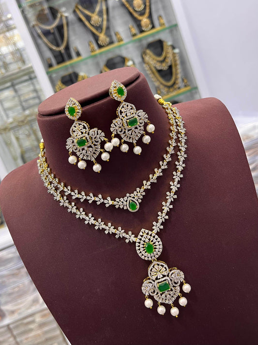 AD Stones Double Layer Necklace - Nakshatra Jewels