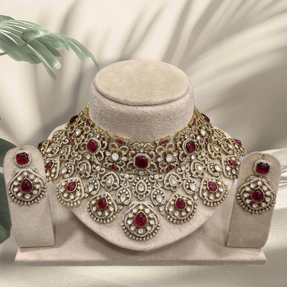 Victorian Polish with AD Stones Bridal Choker - Nakshatra Jewels