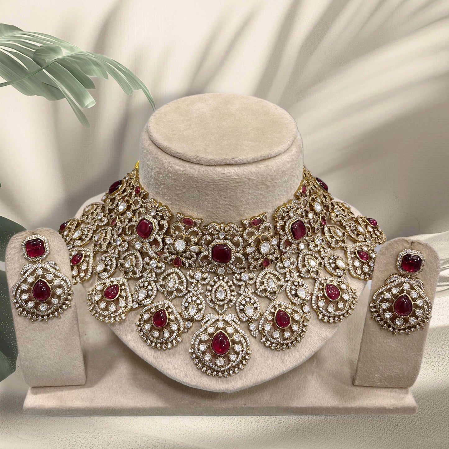Victorian Polish with AD Stones Bridal Choker - Nakshatra Jewels
