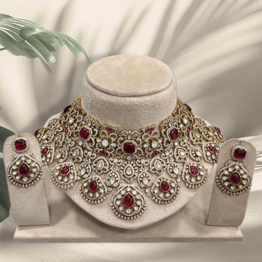 Victorian Polish with AD Stones Bridal Choker - Nakshatra Jewels