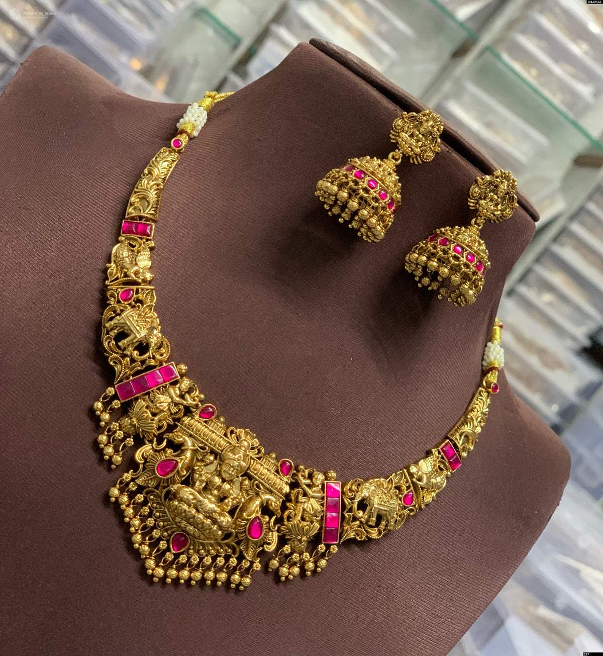 Nakshi Work with Kundan Stones Bridal Necklace