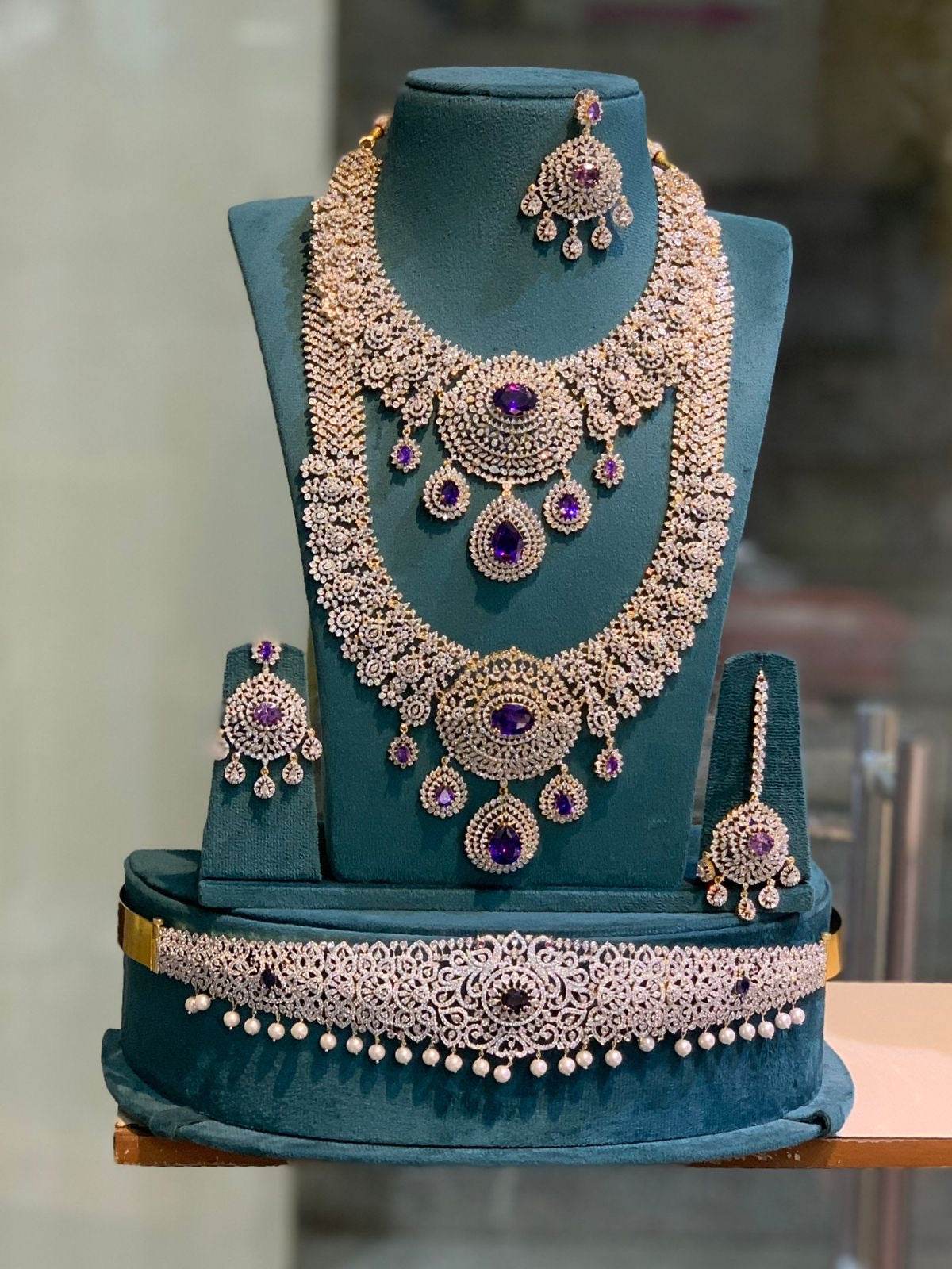 American Diamond Stones Bridal Combo Set