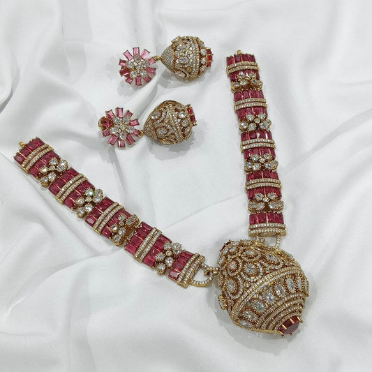 Victorian Polish with AD Stones Necklace - Nakshatra Jewels