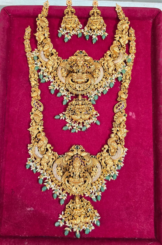 Nakshi Work with Kempu and AD Stones Bridal Combo Set