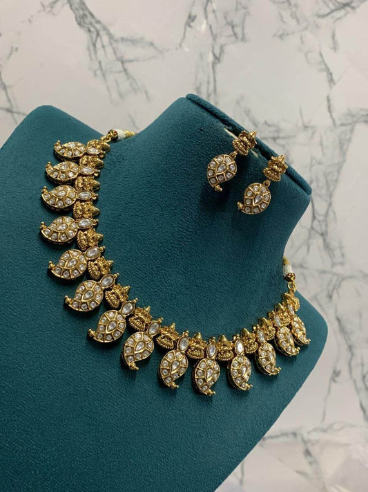 Nagasi Work with Kempu Stones Necklace - Nakshatra Jewels