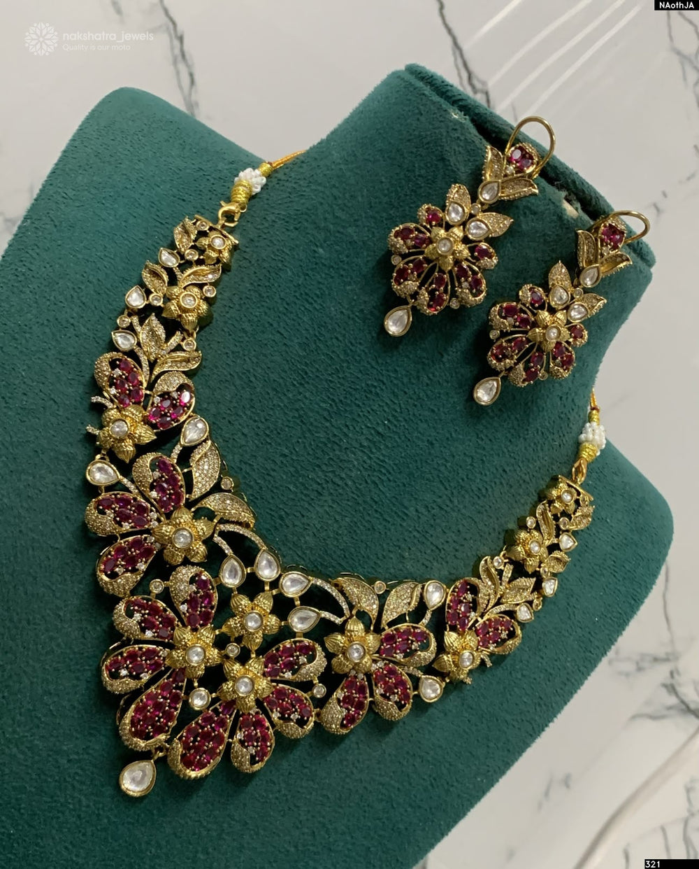 Victorian Polish AD Stones Necklace
