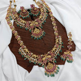 Nakshi Work with Kempu Stones Bridal Combo - Nakshatra Jewels