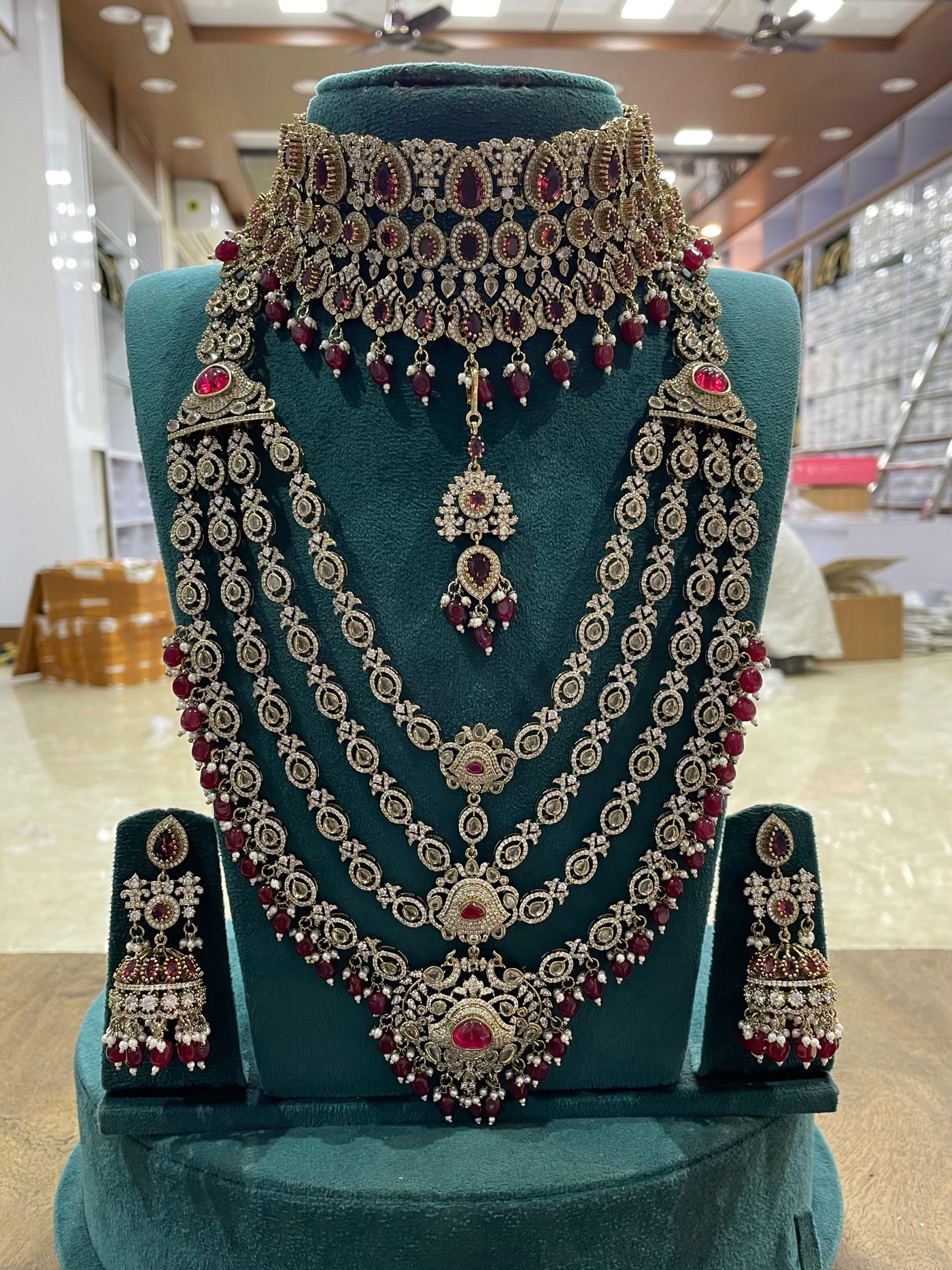 Victorian Polish with AD stones Bridal Set