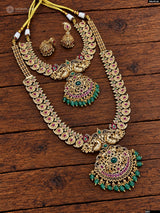 Nakshi Work with Kempu Stones Bridal Combo Set