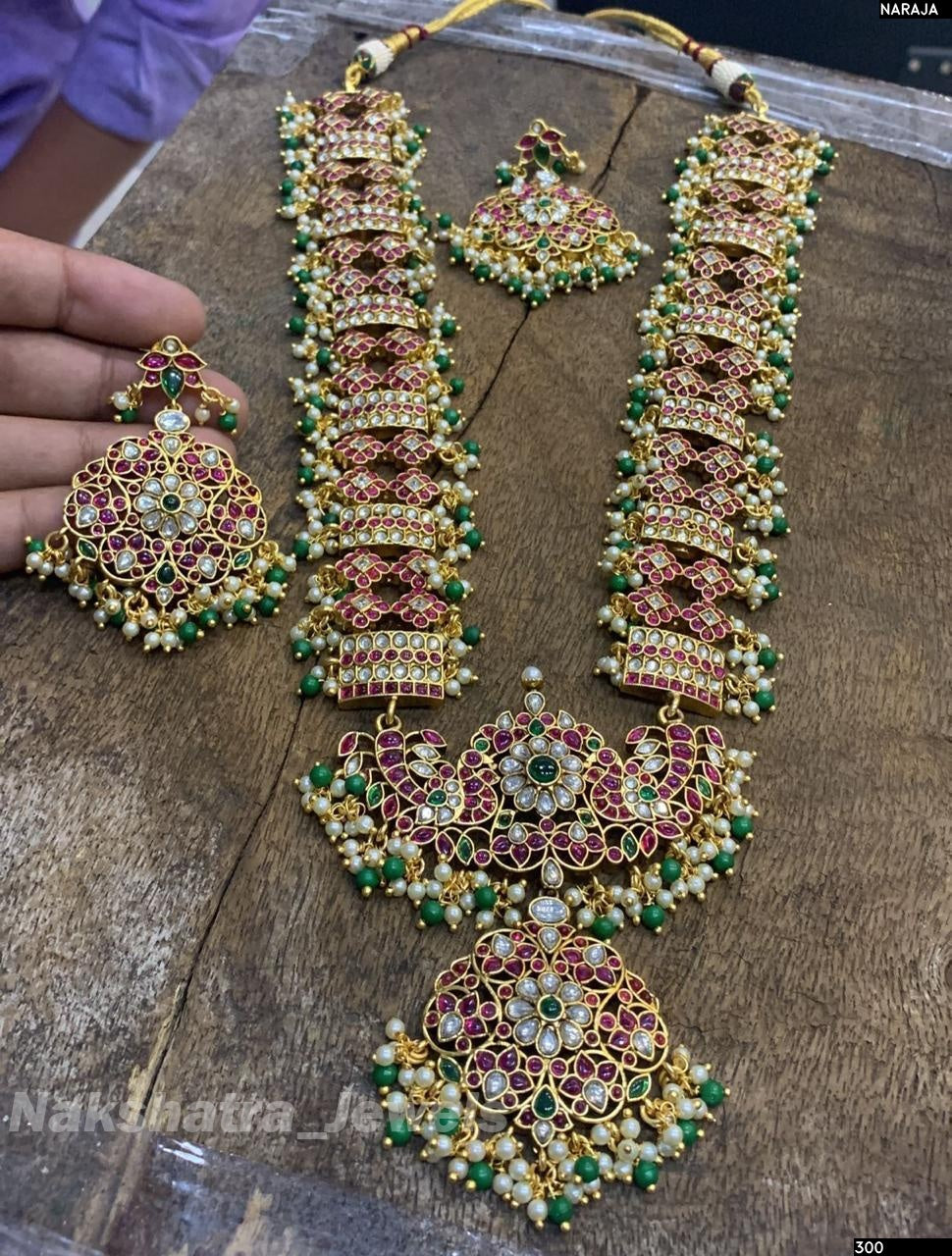 Nagasi Work with Kempu Stones Bridal Haram