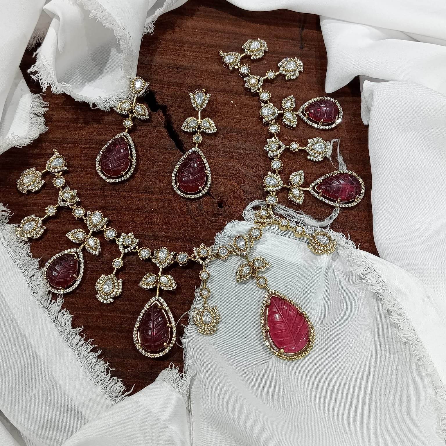 Victorian Polish AD Stones Necklace - Nakshatra Jewels