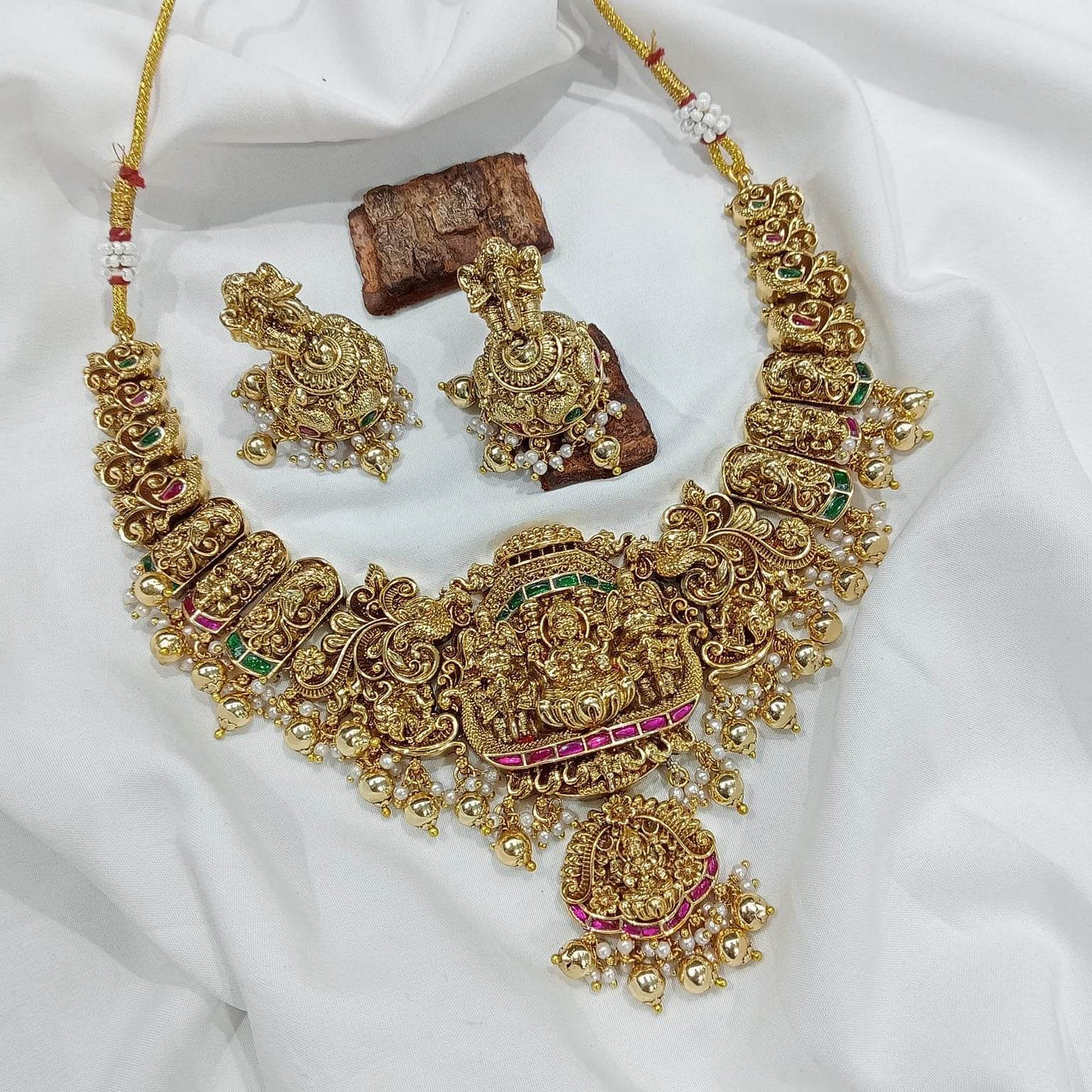 Nakshi Work with Kundan Stones Bridal Necklace