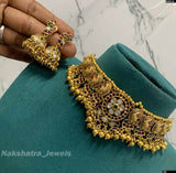 Premium Matt with Kempu Stones Choker - Nakshatra Jewels