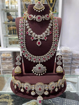 American Diamond Stones Bridal Combo Set - Nakshatra Jewels