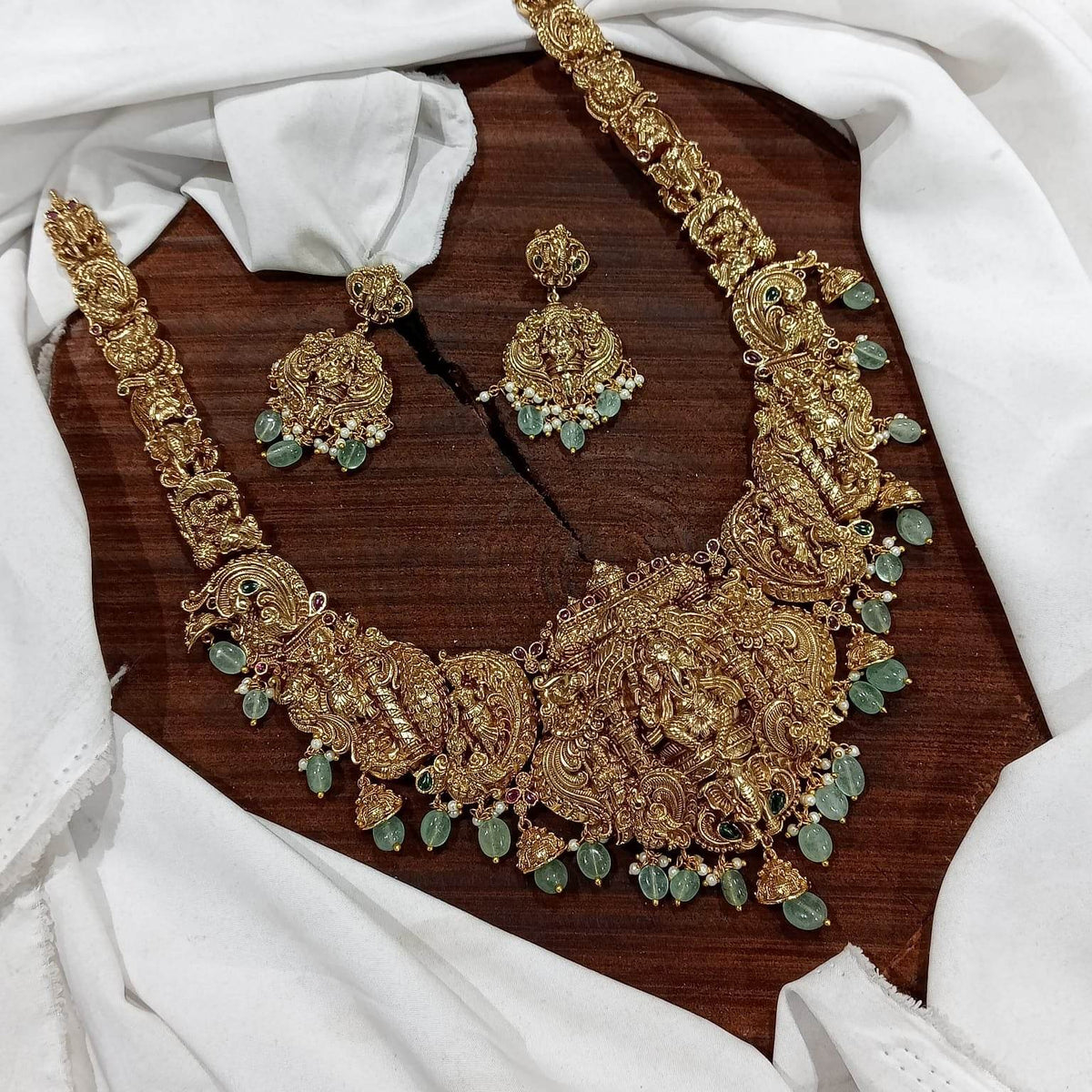 Nakshi Work with Kempu Stone Bridal Haram