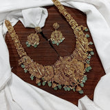 Nakshi Work with Kempu Stone Bridal Haram - Nakshatra Jewels