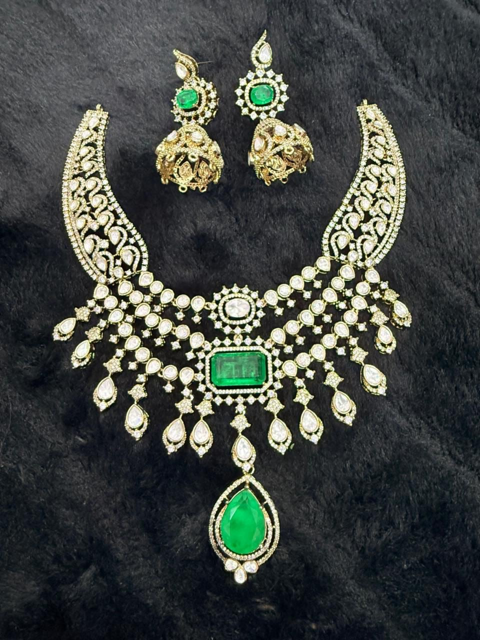 Mossianite and Doublet Stones Bridal Necklace