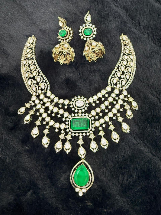 Mossianite and Doublet Stones Bridal Necklace