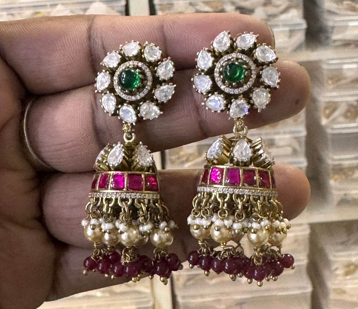 Premium Jaadu Kundan & Moissanite Stones Earrings