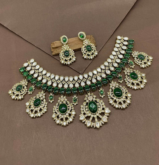 Mossanite with AD Stones Bridal Choker - Nakshatra Jewels