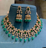 Victorian Polish with Moissanite Stones Bridal Necklace - Nakshatra Jewels