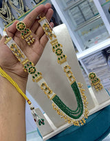 Nagasi work with Kempu Stones Beads Haram - Nakshatra Jewels