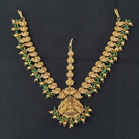 Nakshi work with Kempu Stones Head Set