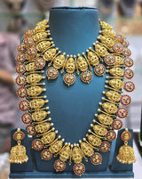 Nagasi Work with Kempu Stones Bridal Combo Set - Nakshatra Jewels