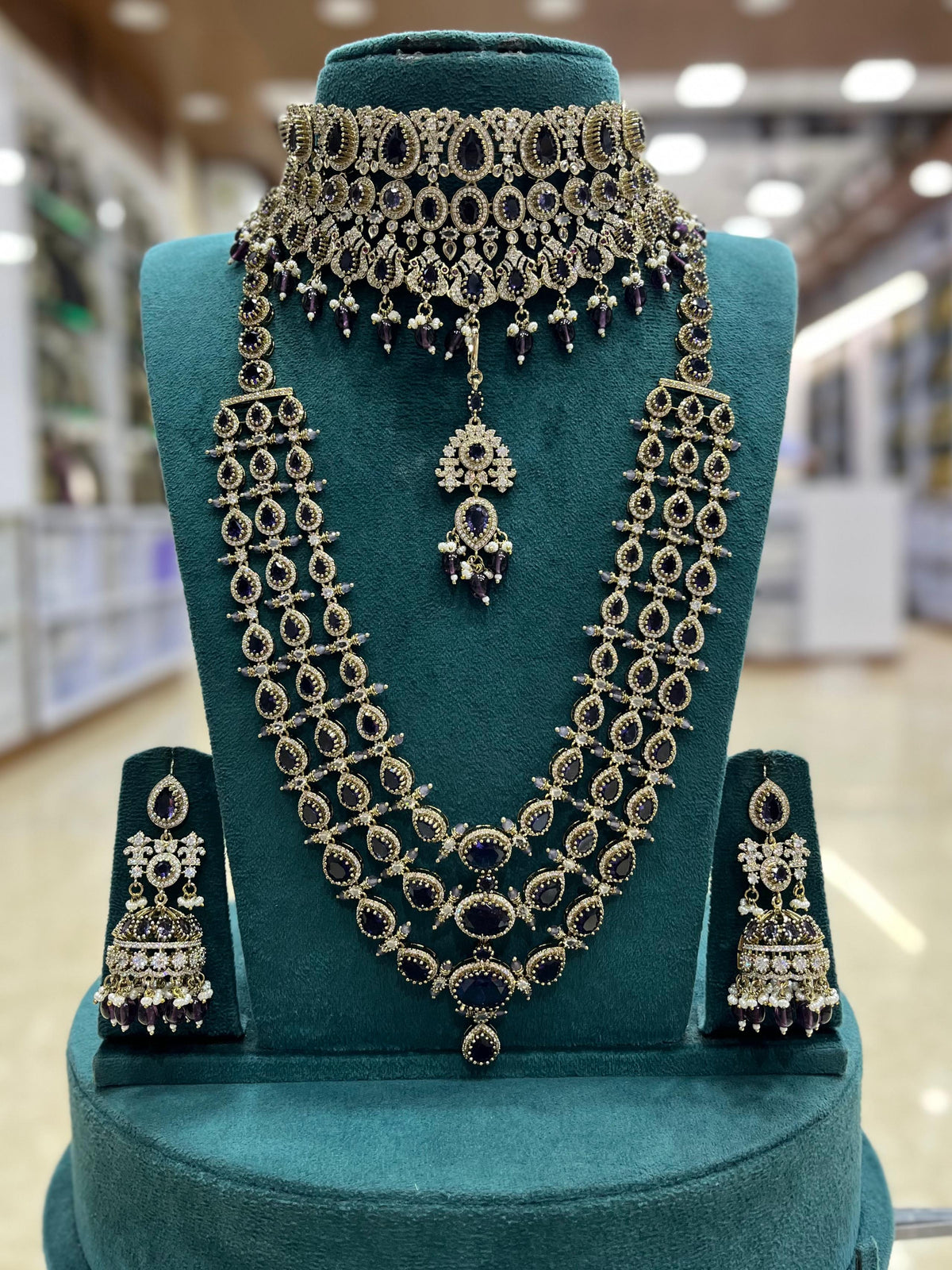 Victorian Polish with AD stones Bridal Set