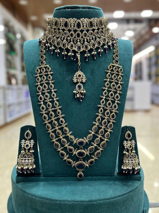 Victorian Polish with AD stones Bridal Set