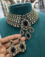 Victorian Polish with AD & Mossianite Stones Bridal Choker