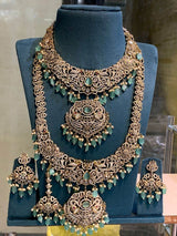 Victorian Polish with AD Stones Bridal Combo Set - Nakshatra Jewels