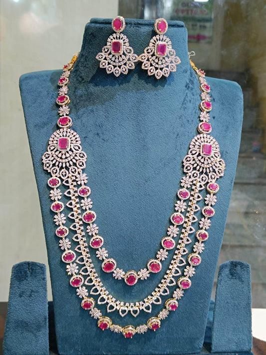 American Diamond Stones Bridal Layer Haram - Nakshatra Jewels