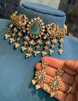 Victorian Polish with AD Stones Choker - Nakshatra Jewels