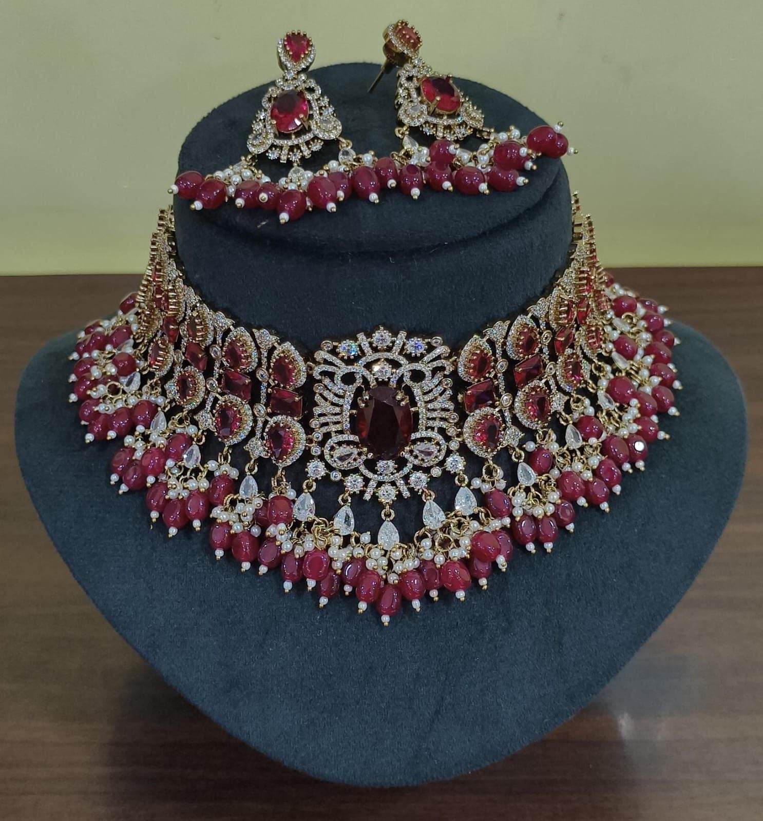 Victorian Polish with AD Stones Bridal Choker - Nakshatra Jewels