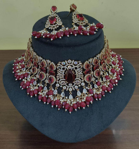 Victorian Polish with AD Stones Bridal Choker - Nakshatra Jewels