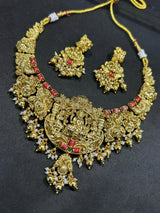 Nakshi Work with Kempu Stones Bridal Necklace - Nakshatra Jewels