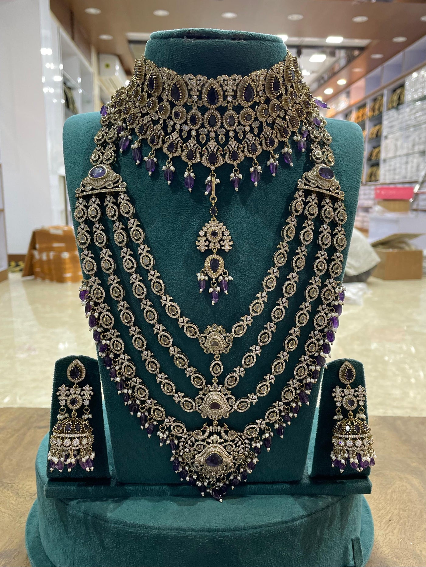 Victorian Polish with AD stones Bridal Set