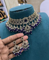 Victorian Polish with AD & Mossianite Stones Bridal Choker